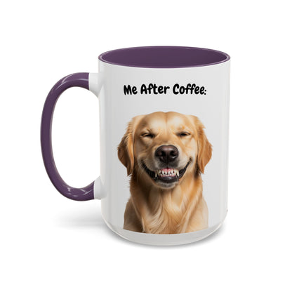 Funny Golden Retriever Coffee Mug – Me Before Coffee / Me After Coffee – Cute Golden Teeth Design – Teefers Original