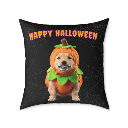 Golden Retriever Happy Halloween Pillow
