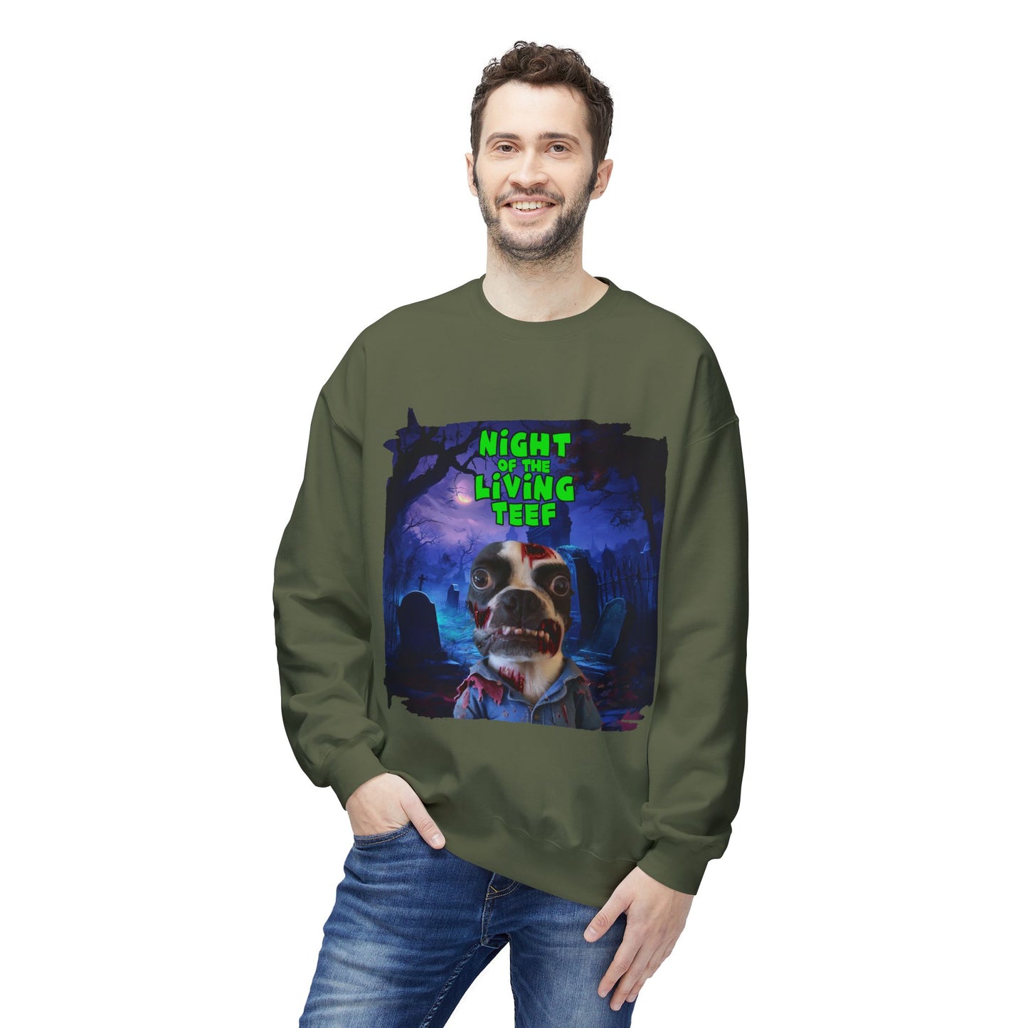 Night of the Living Teef Crewneck Sweatshirt: Zombie Comfort