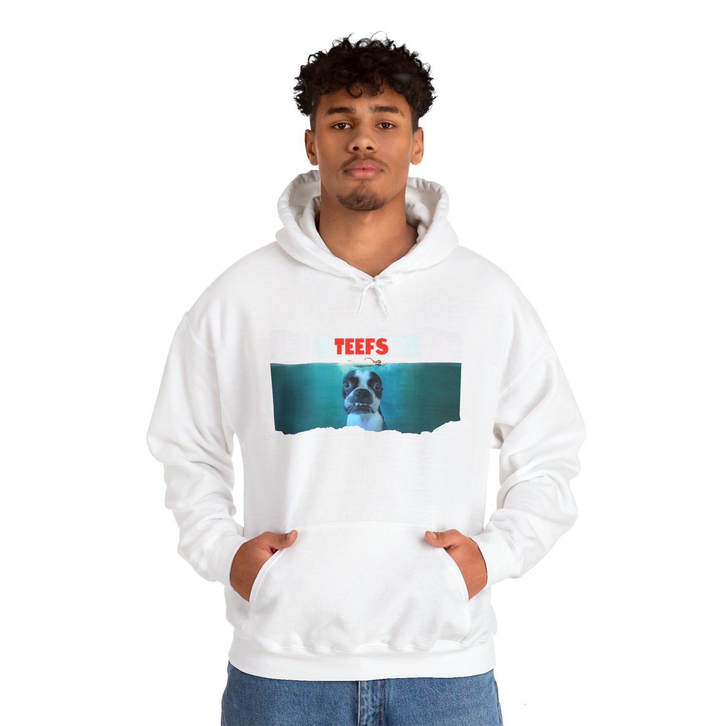 Teefs Unisex Pullover Hoodie: Sharky Style Splash