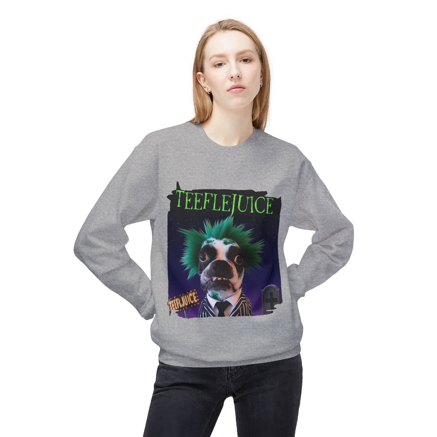 Teeflejuice Crewneck Sweatshirt: Spooky Spectacle Comfort