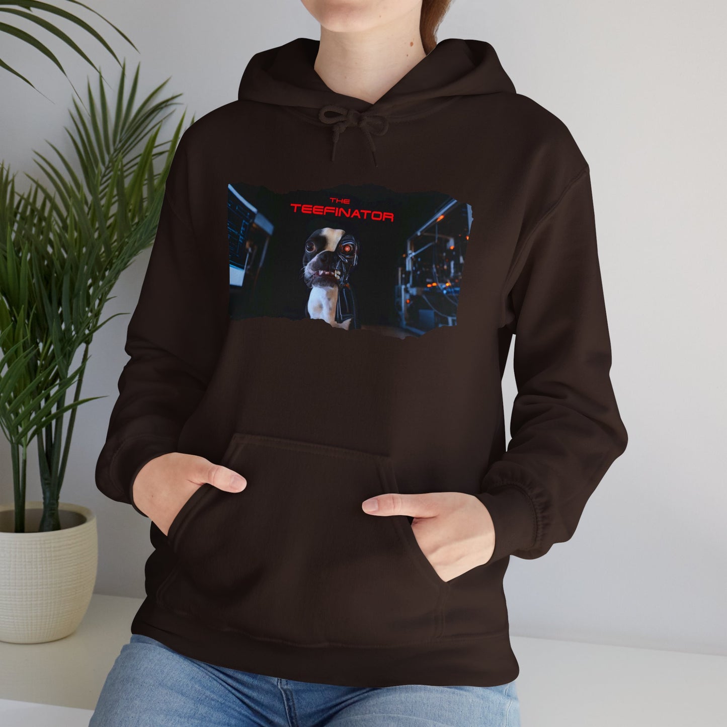 The Teefinator Unisex Pullover Hoodie: Cybernetic Comfort