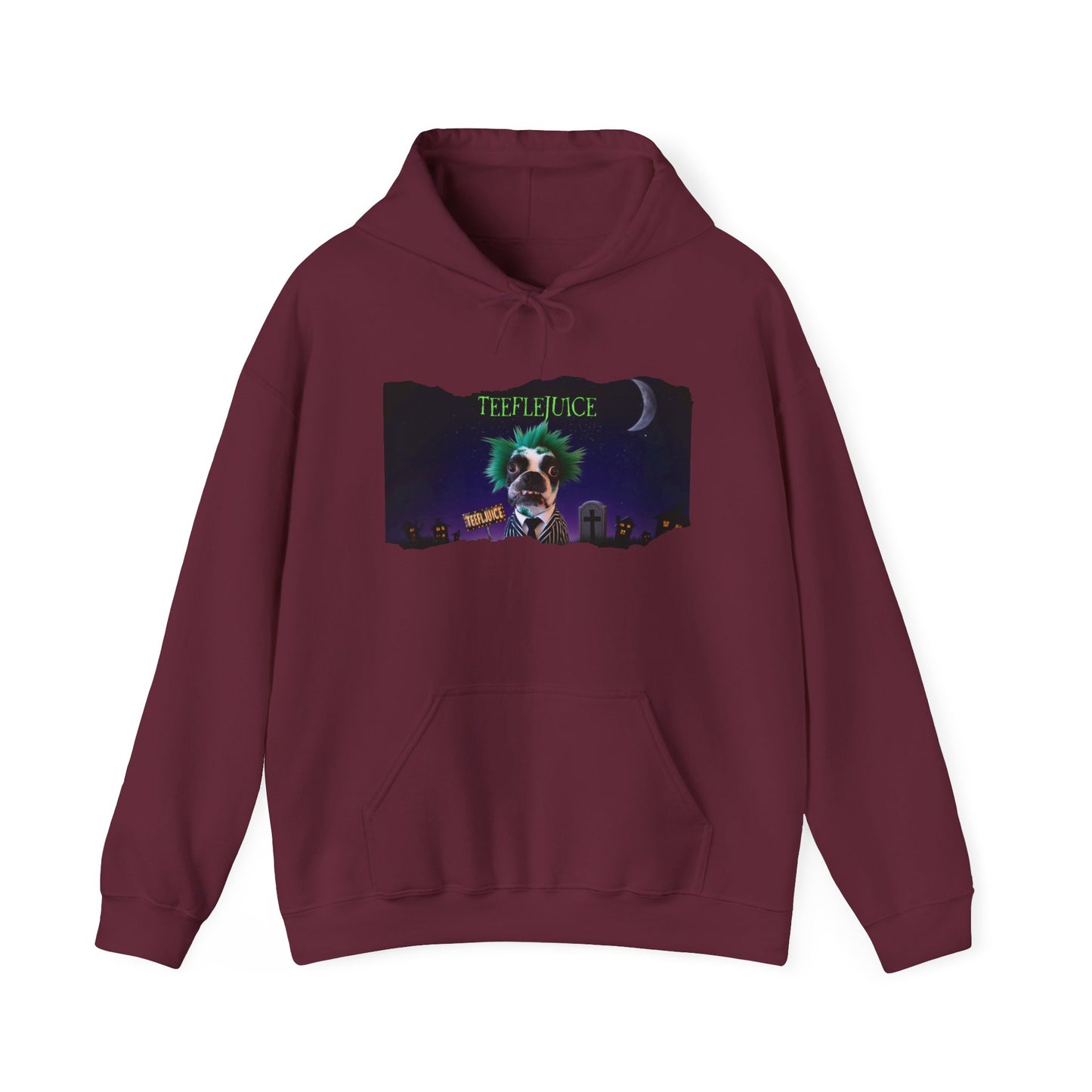 Teeflejuice Unisex Pullover Hoodie: Eerie Elegance Meets Casual Comfort