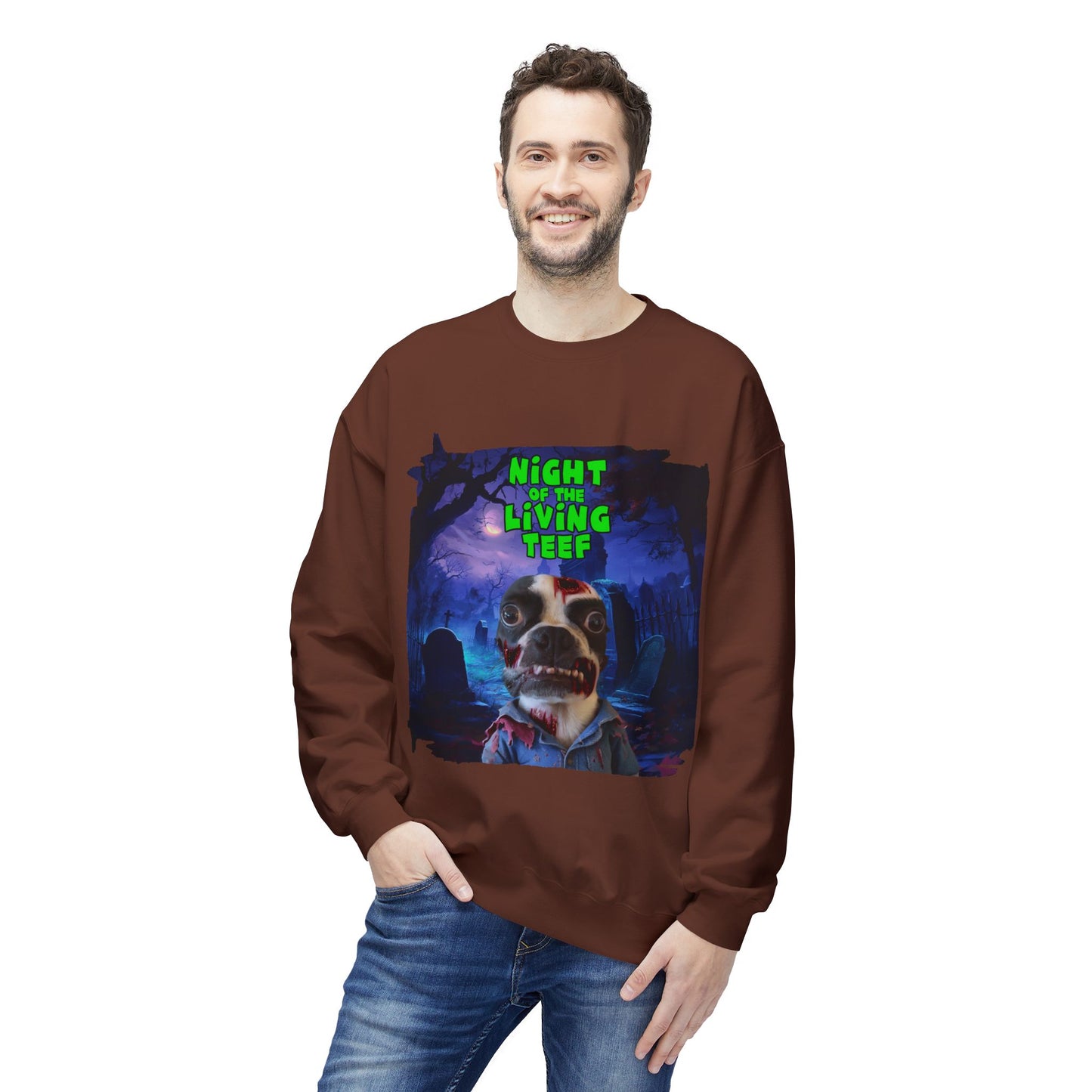 Night of the Living Teef Crewneck Sweatshirt: Zombie Comfort