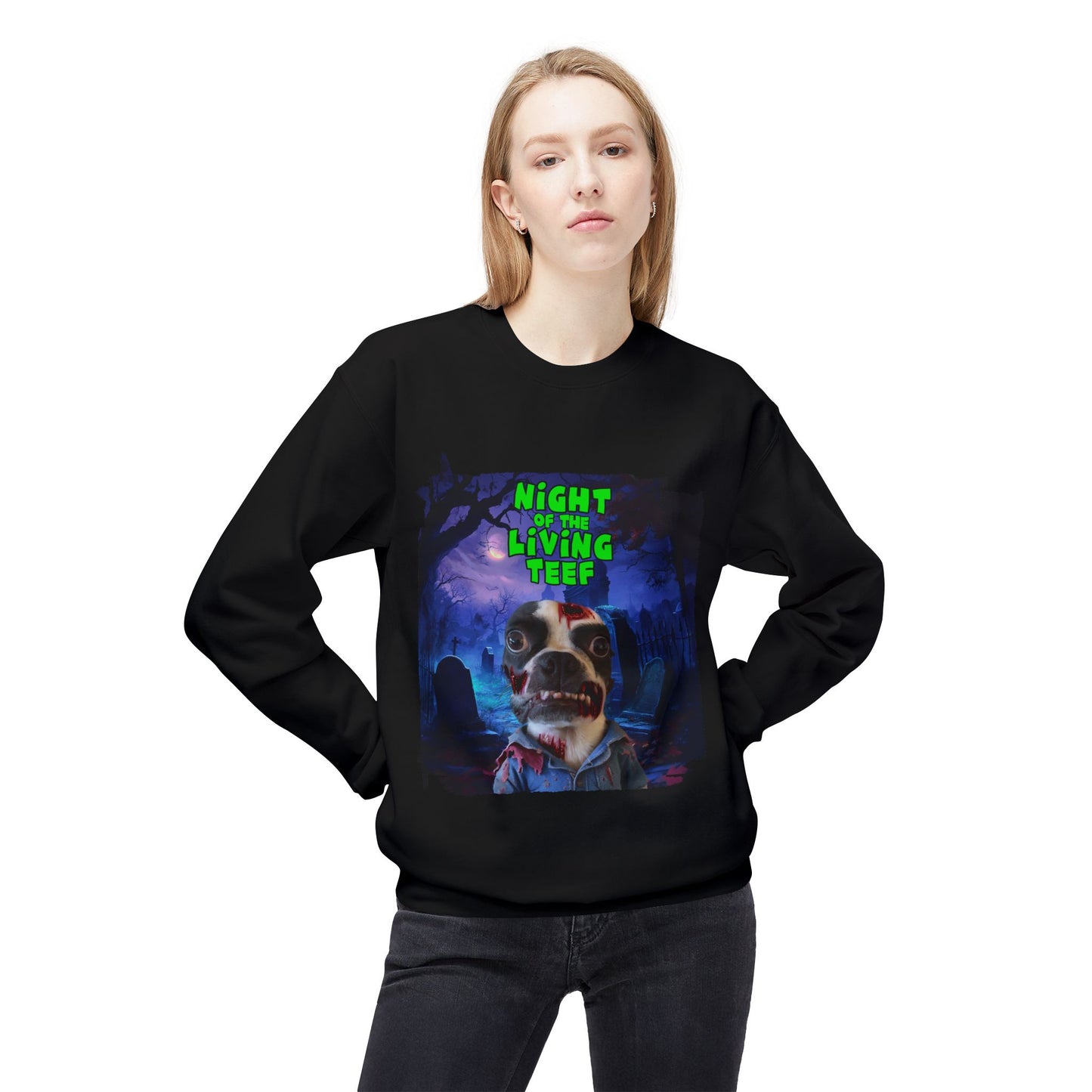 Night of the Living Teef Crewneck Sweatshirt: Zombie Comfort