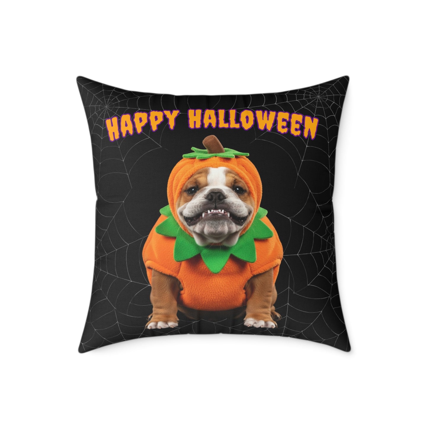 Bulldog Happy Halloween Pillow