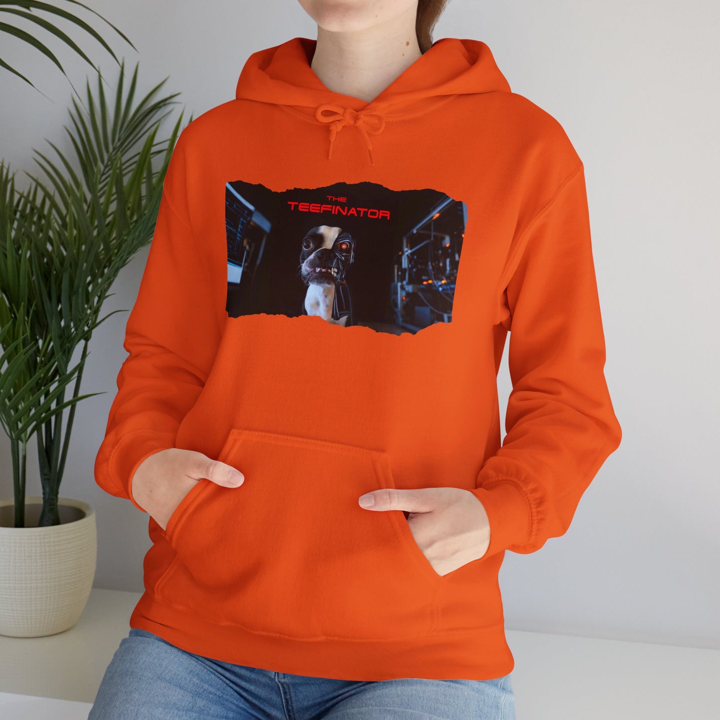 The Teefinator Unisex Pullover Hoodie: Cybernetic Comfort