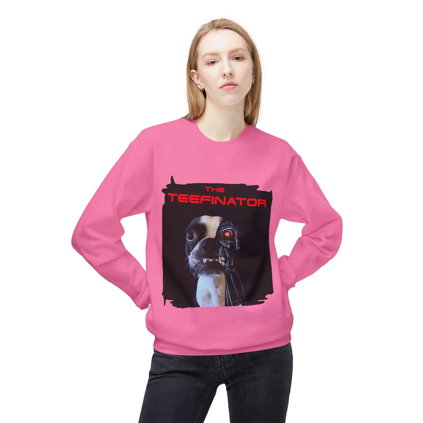 The Teefinator Crewneck Sweatshirt: Cybernetic Comfort