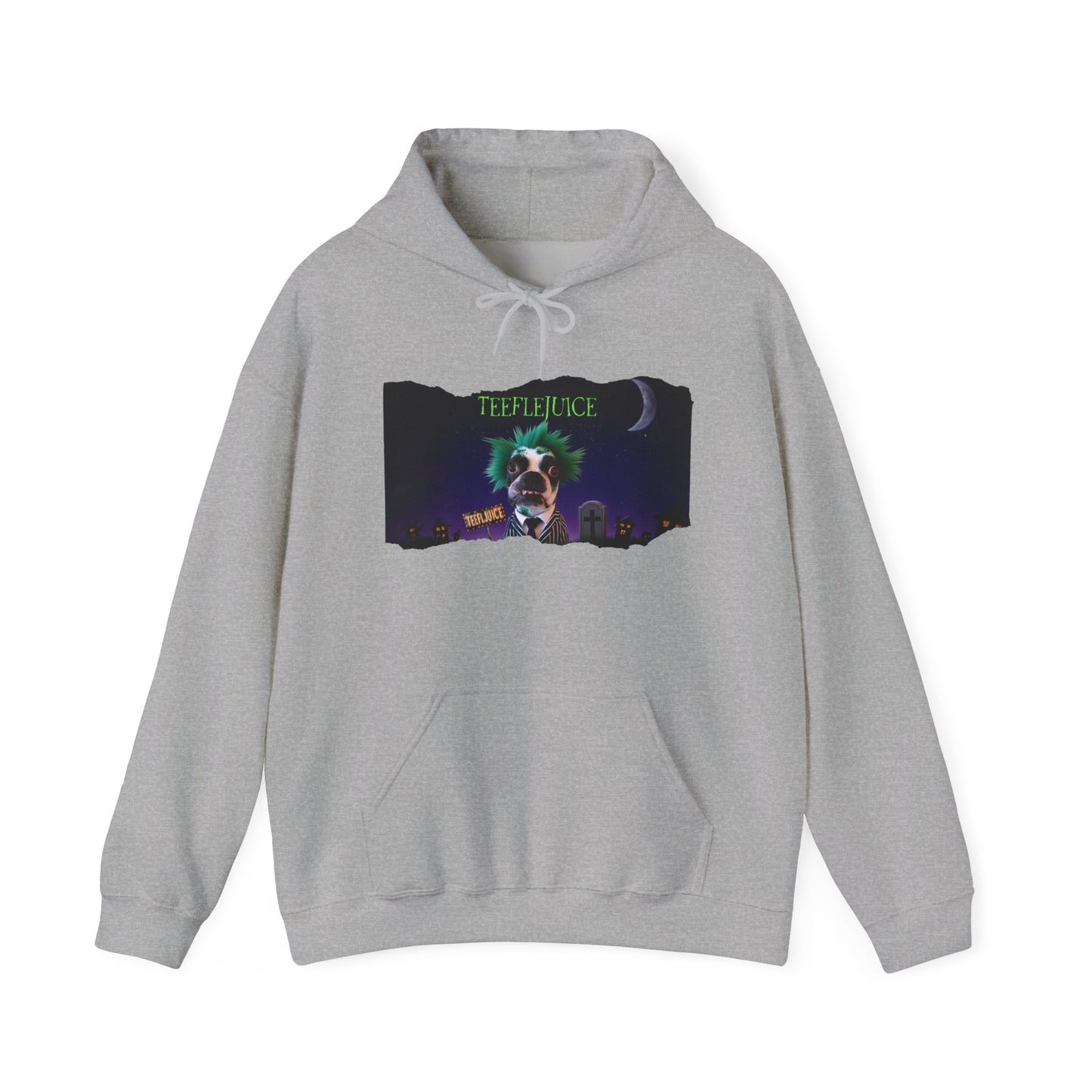 Teeflejuice Unisex Pullover Hoodie: Eerie Elegance Meets Casual Comfort
