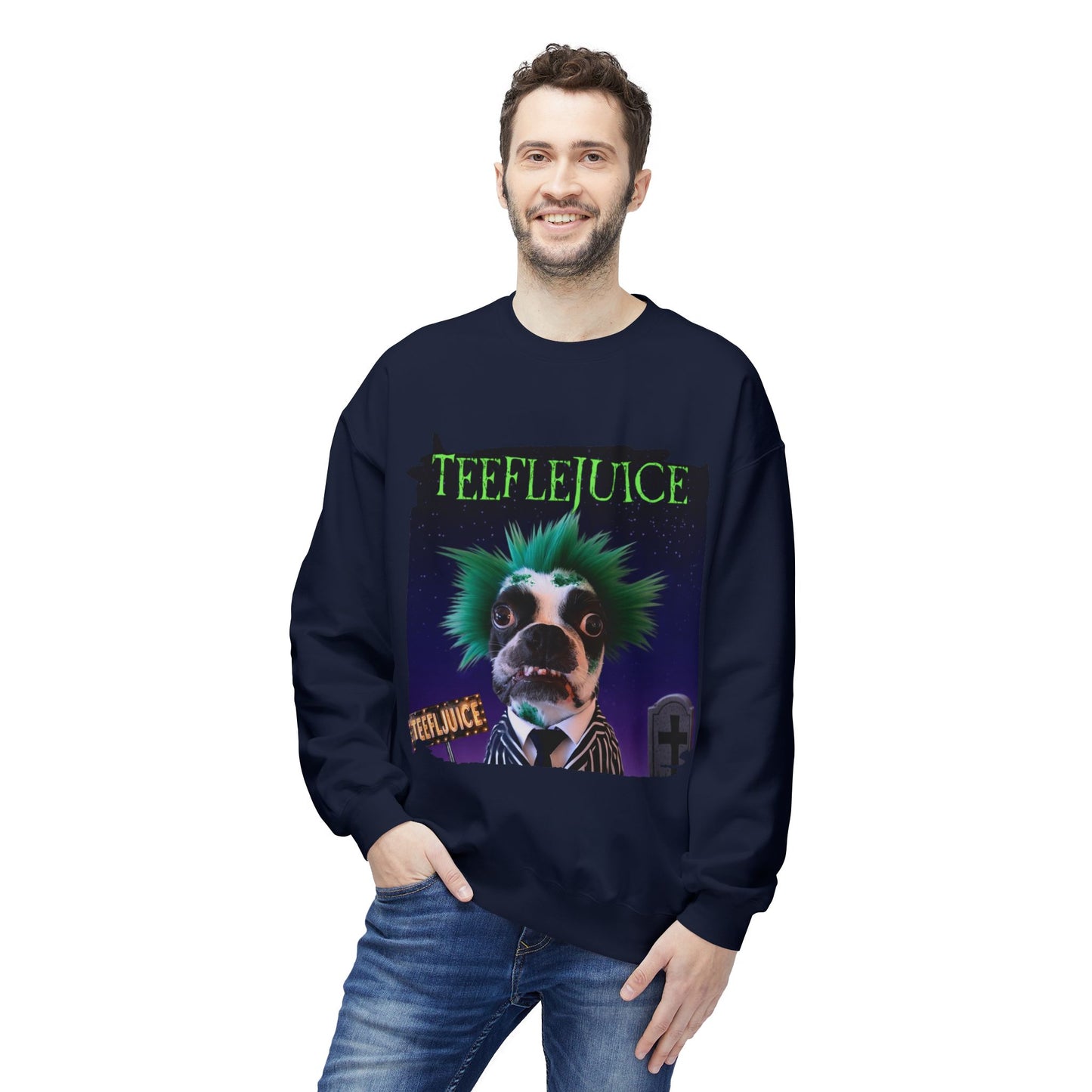 Teeflejuice Crewneck Sweatshirt: Spooky Spectacle Comfort