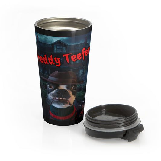 Freddy Teefer Travel Mug: Sip in Style with a Slash of Fun