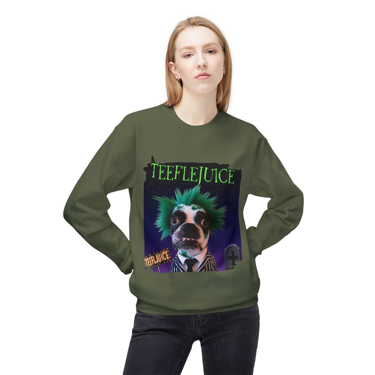 Teeflejuice Crewneck Sweatshirt: Spooky Spectacle Comfort