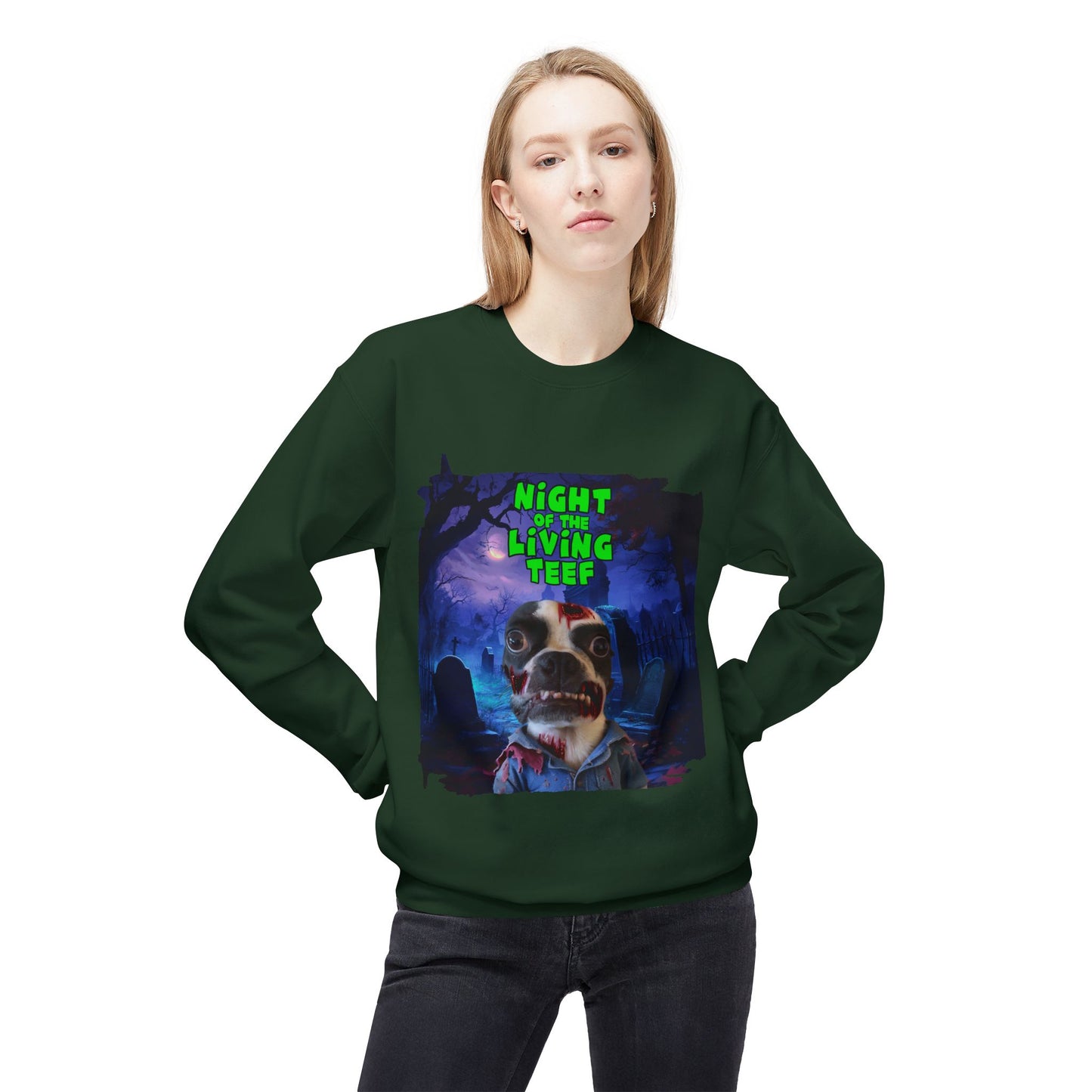 Night of the Living Teef Crewneck Sweatshirt: Zombie Comfort