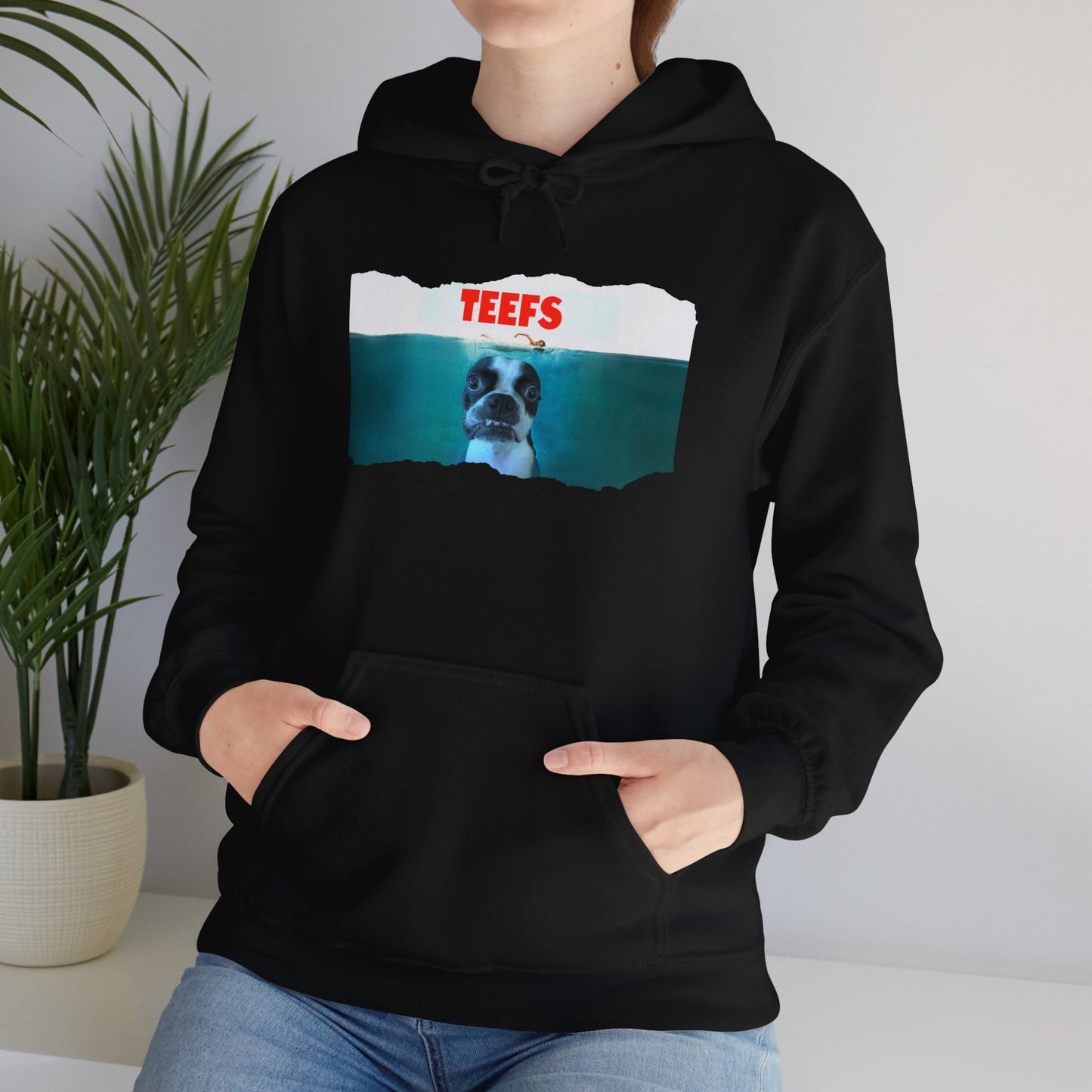 Teefs Unisex Pullover Hoodie: Sharky Style Splash