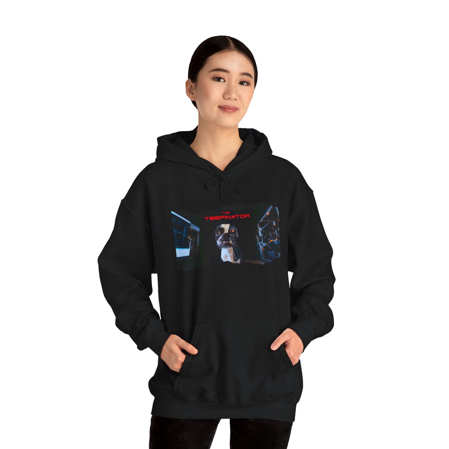 The Teefinator Unisex Pullover Hoodie: Cybernetic Comfort