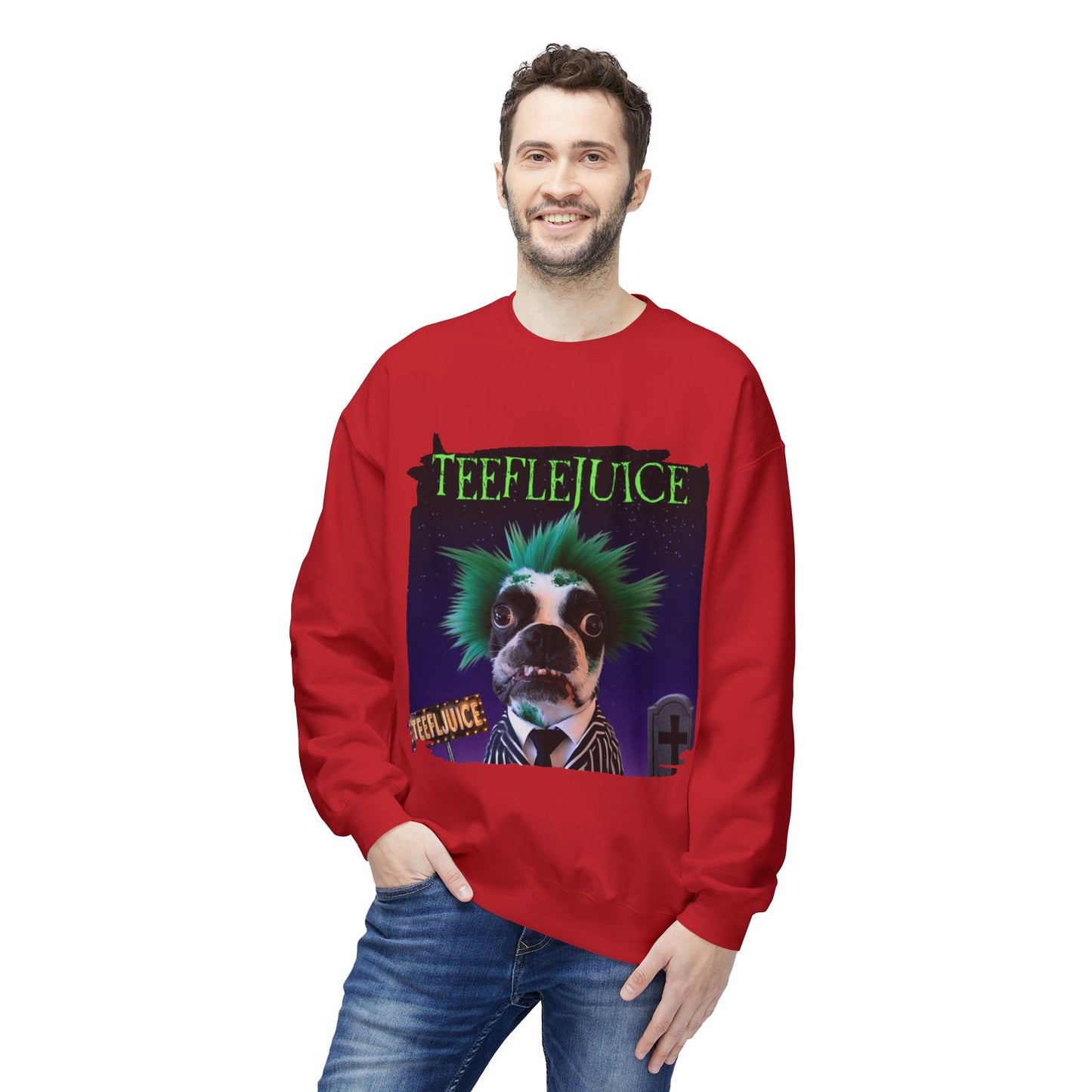 Teeflejuice Crewneck Sweatshirt: Spooky Spectacle Comfort