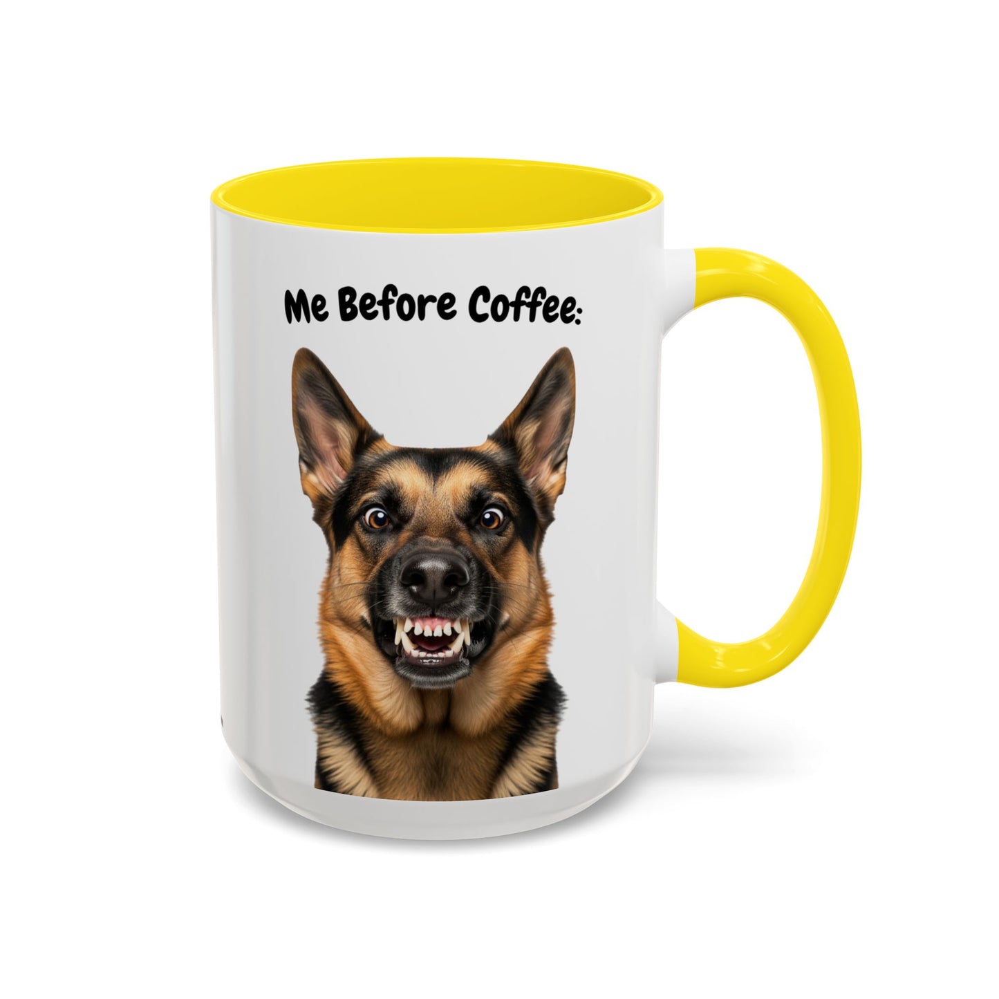 Funny German Shepherd Coffee Mug – Me Before Coffee / Me After Coffee – Cute Shepherd Teeth Design – Teefers Original