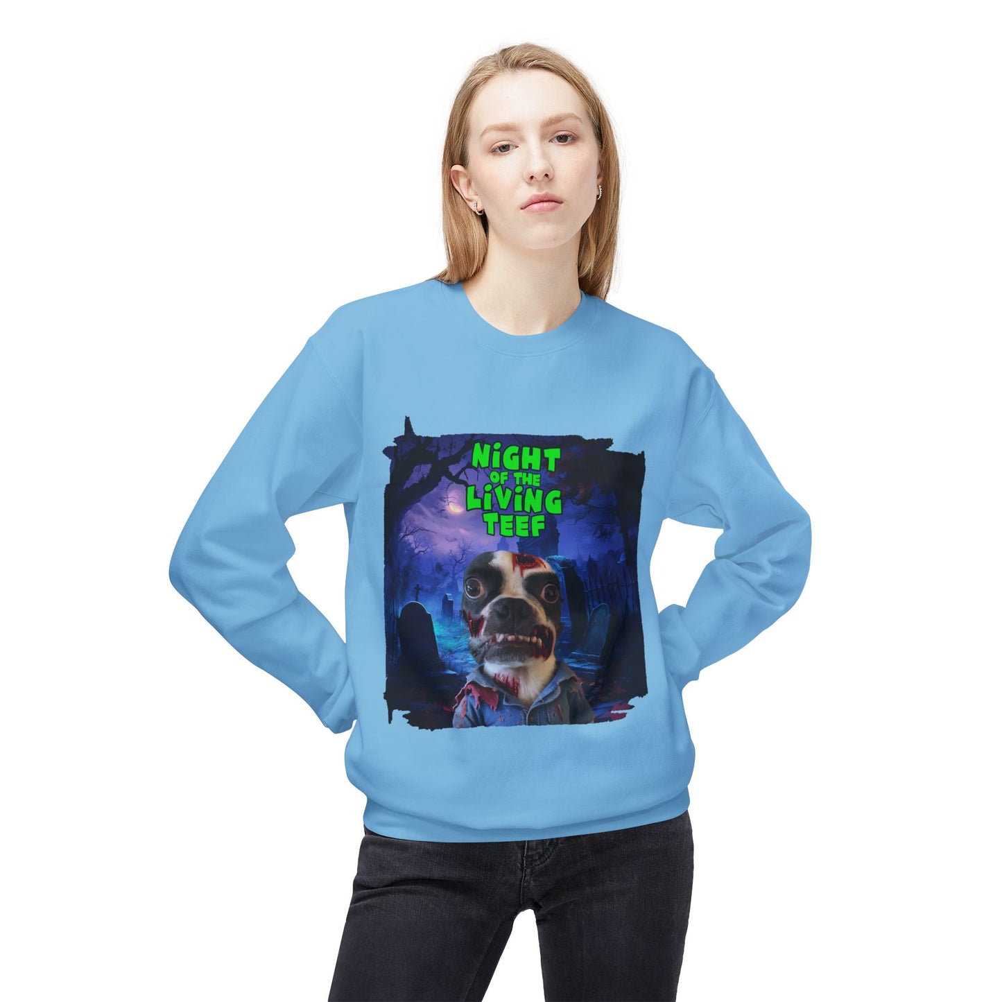 Night of the Living Teef Crewneck Sweatshirt: Zombie Comfort