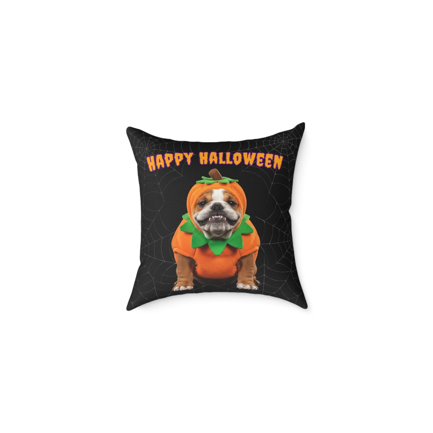 Bulldog Happy Halloween Pillow