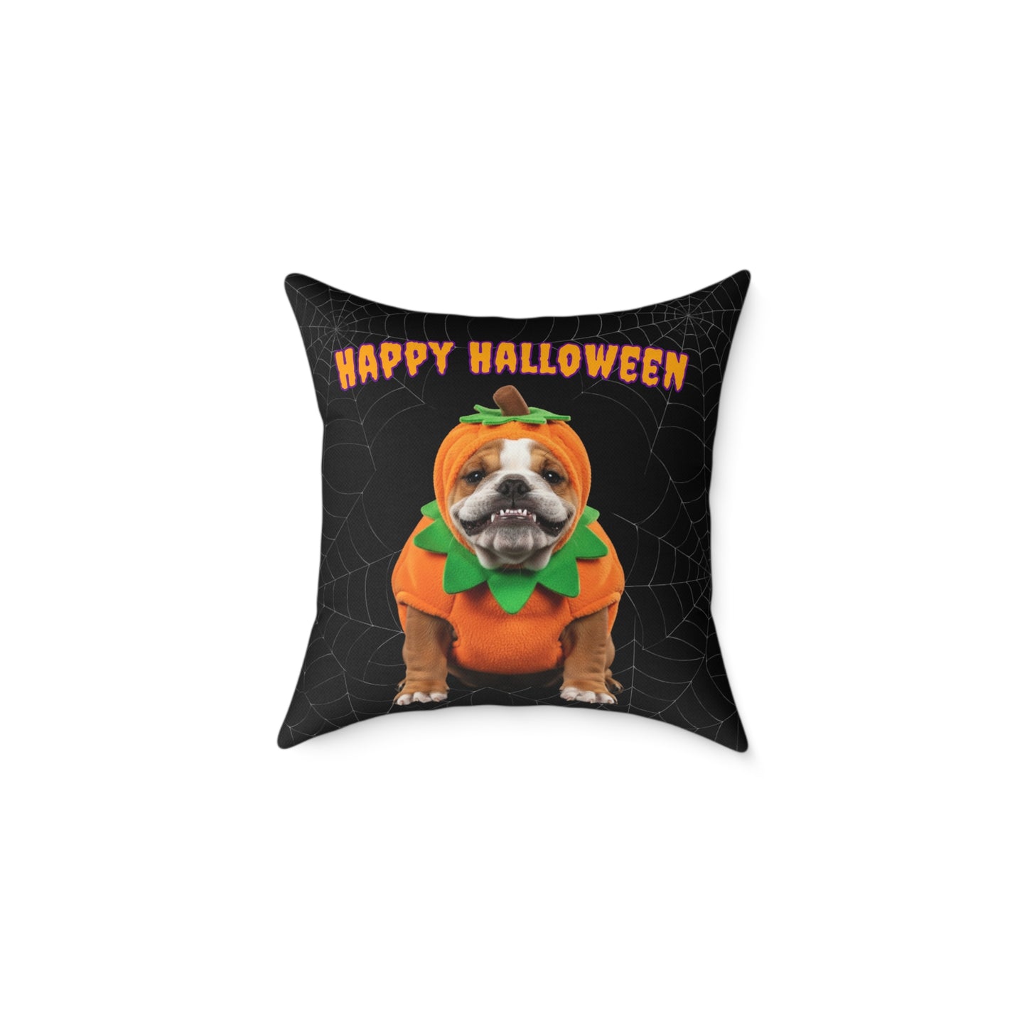 Bulldog Happy Halloween Pillow