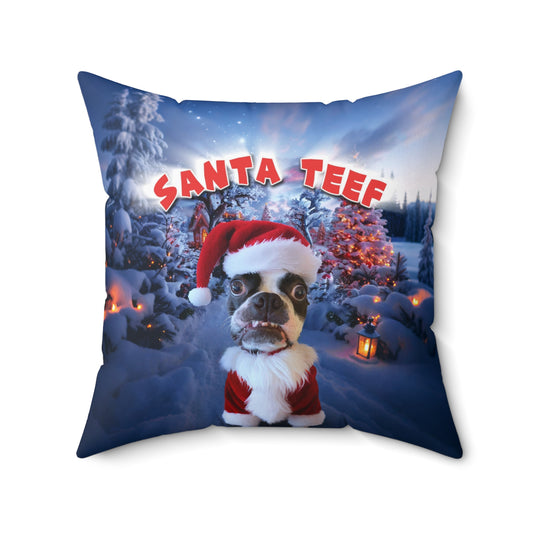 Santa Teef Holiday Pillow