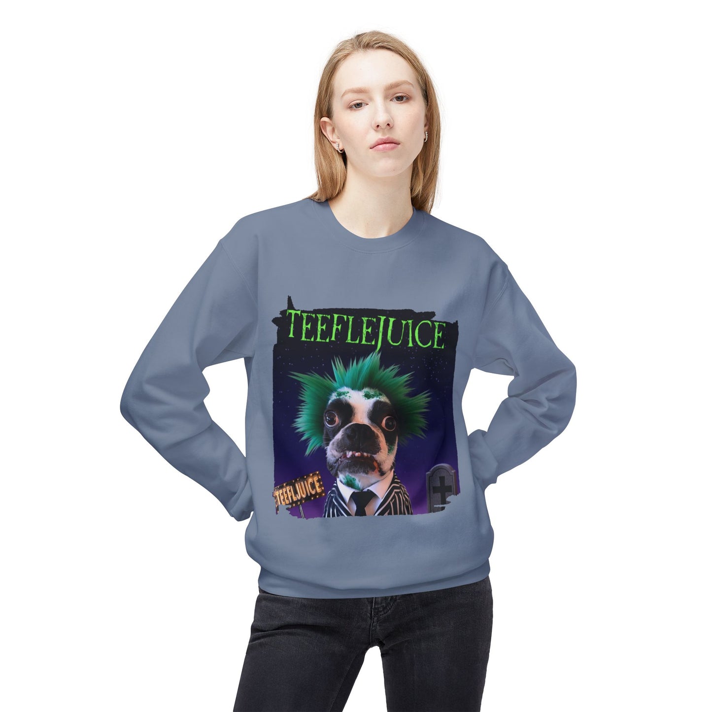 Teeflejuice Crewneck Sweatshirt: Spooky Spectacle Comfort