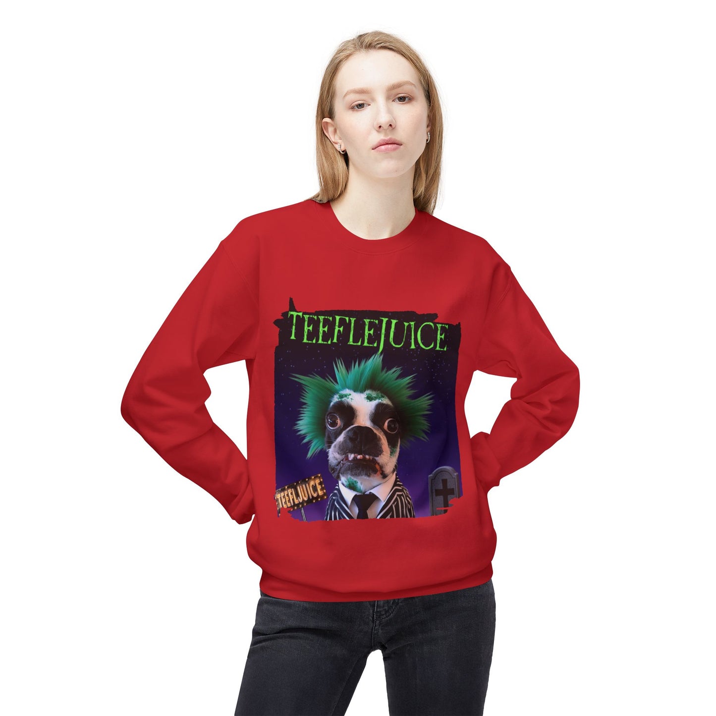 Teeflejuice Crewneck Sweatshirt: Spooky Spectacle Comfort