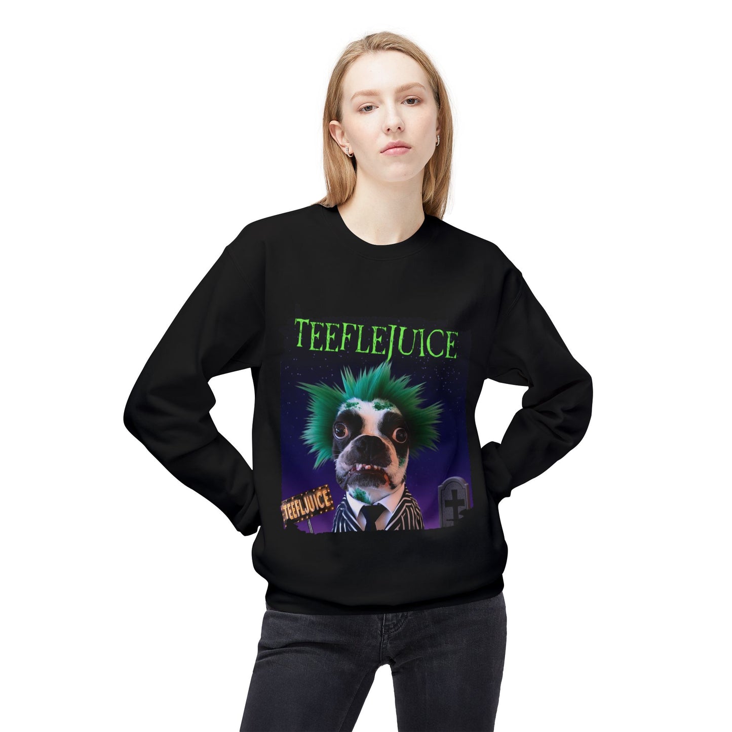 Teeflejuice Crewneck Sweatshirt: Spooky Spectacle Comfort