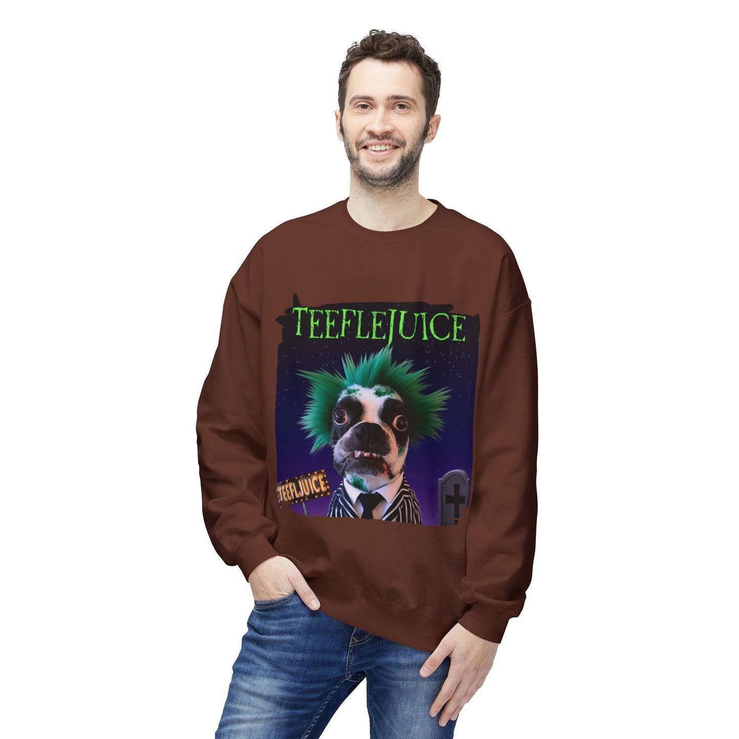 Teeflejuice Crewneck Sweatshirt: Spooky Spectacle Comfort