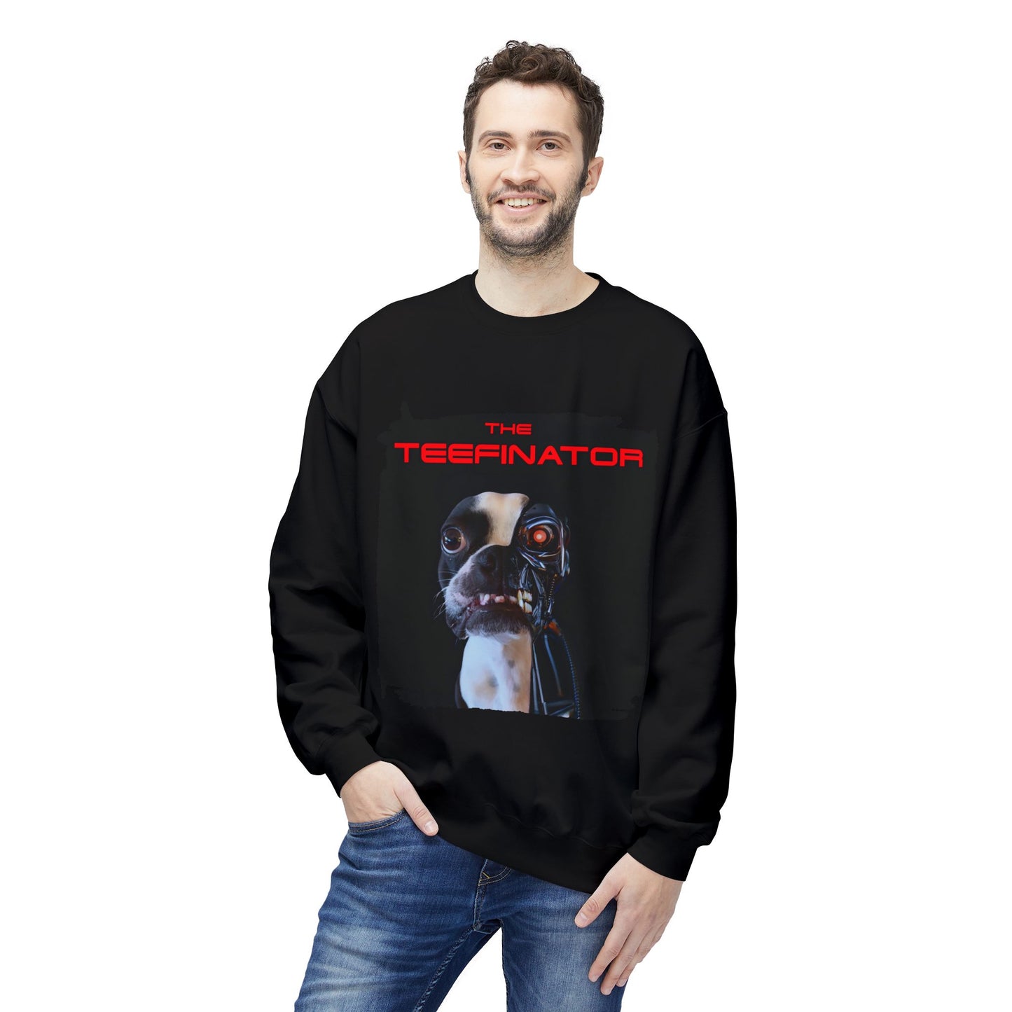 The Teefinator Crewneck Sweatshirt: Cybernetic Comfort