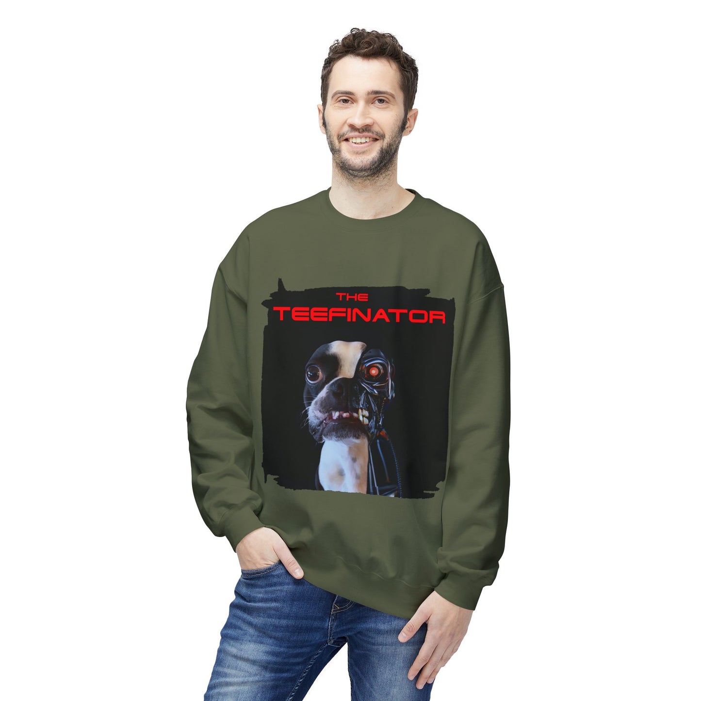 The Teefinator Crewneck Sweatshirt: Cybernetic Comfort