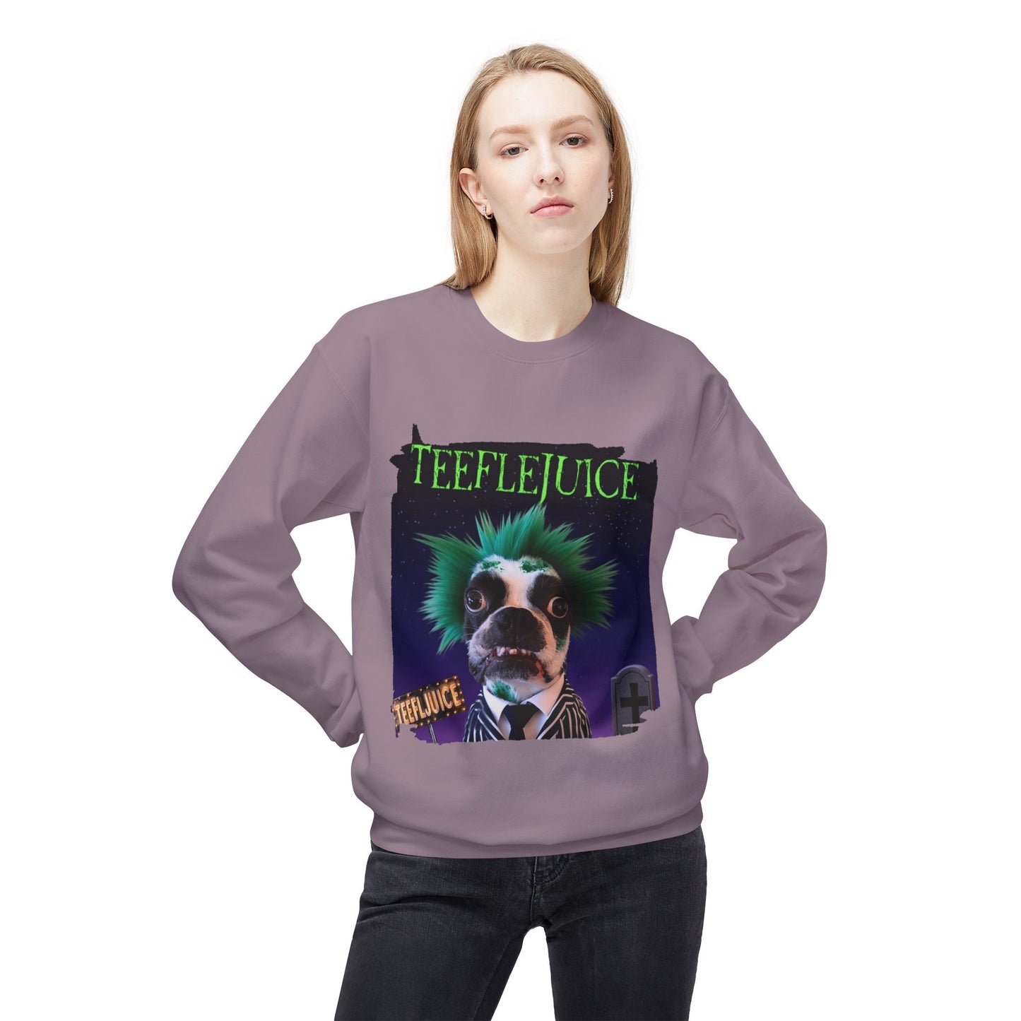 Teeflejuice Crewneck Sweatshirt: Spooky Spectacle Comfort