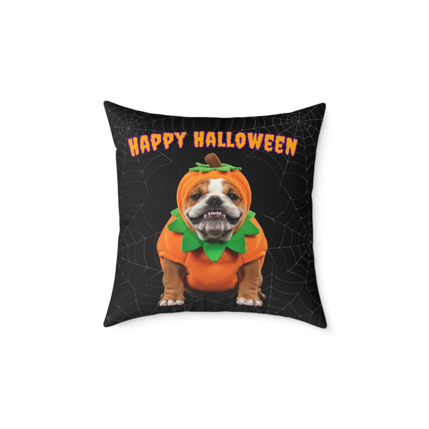 Bulldog Happy Halloween Pillow