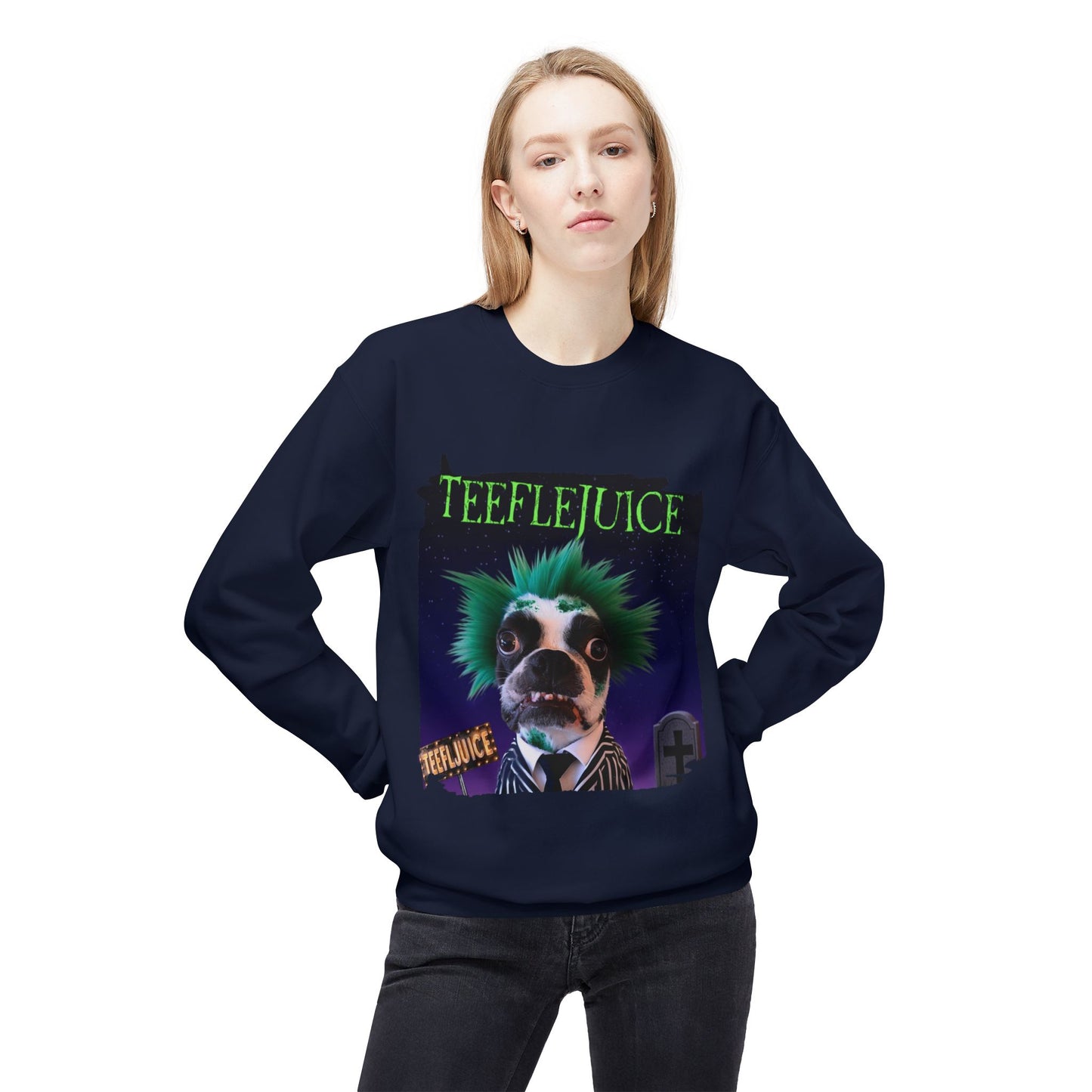 Teeflejuice Crewneck Sweatshirt: Spooky Spectacle Comfort