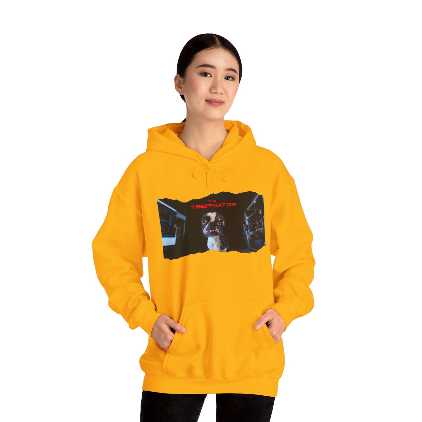 The Teefinator Unisex Pullover Hoodie: Cybernetic Comfort
