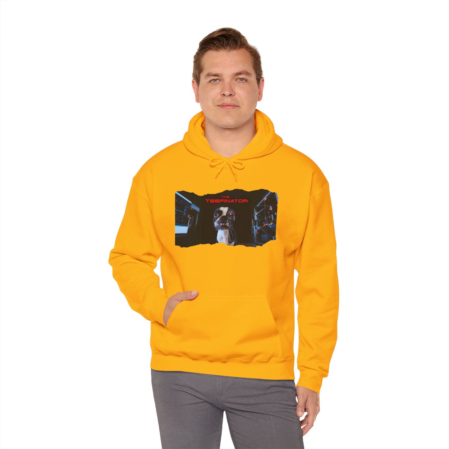 The Teefinator Unisex Pullover Hoodie: Cybernetic Comfort