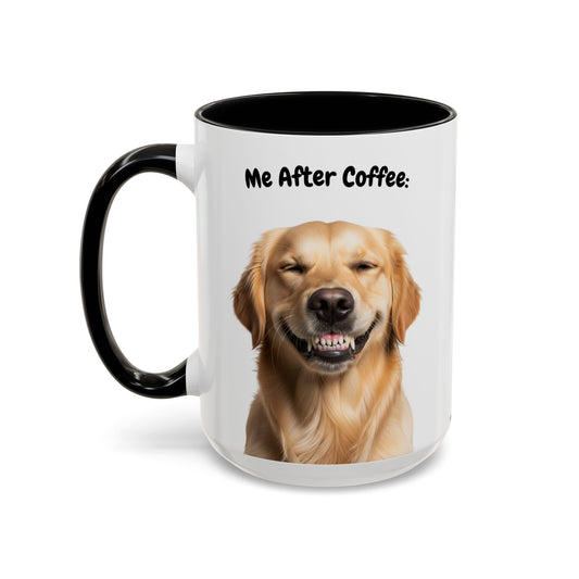 Funny Golden Retriever Coffee Mug – Me Before Coffee / Me After Coffee – Cute Golden Teeth Design – Teefers Original