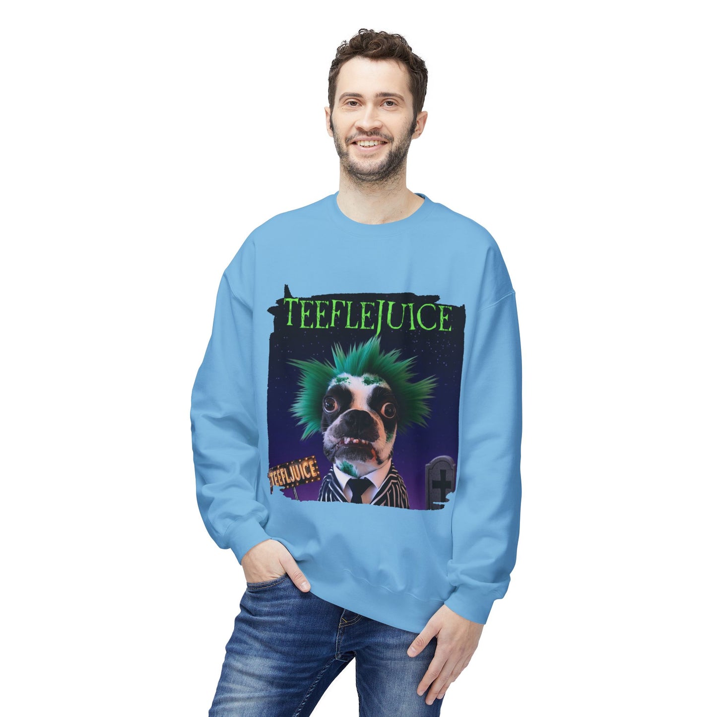 Teeflejuice Crewneck Sweatshirt: Spooky Spectacle Comfort