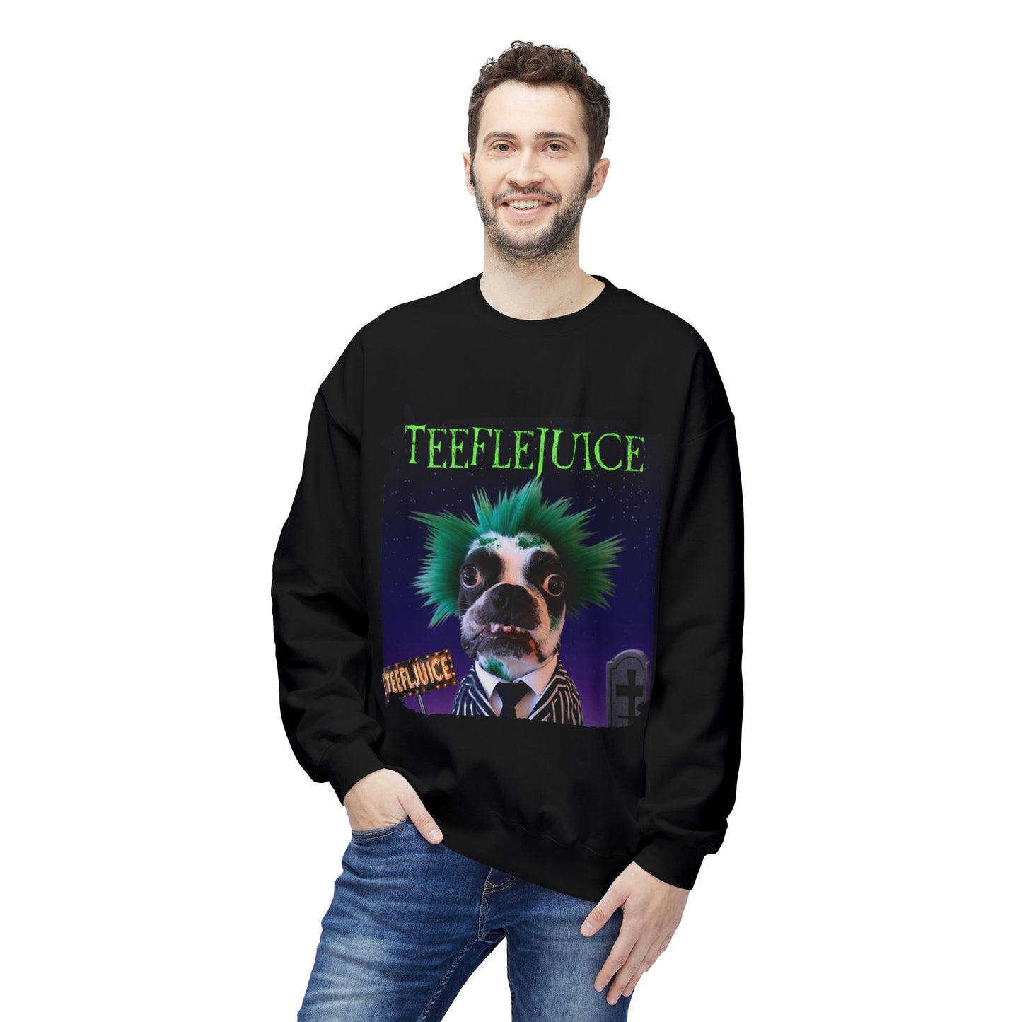 Teeflejuice Crewneck Sweatshirt: Spooky Spectacle Comfort