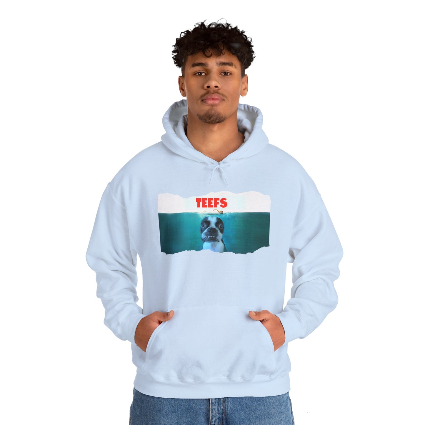 Teefs Unisex Pullover Hoodie: Sharky Style Splash