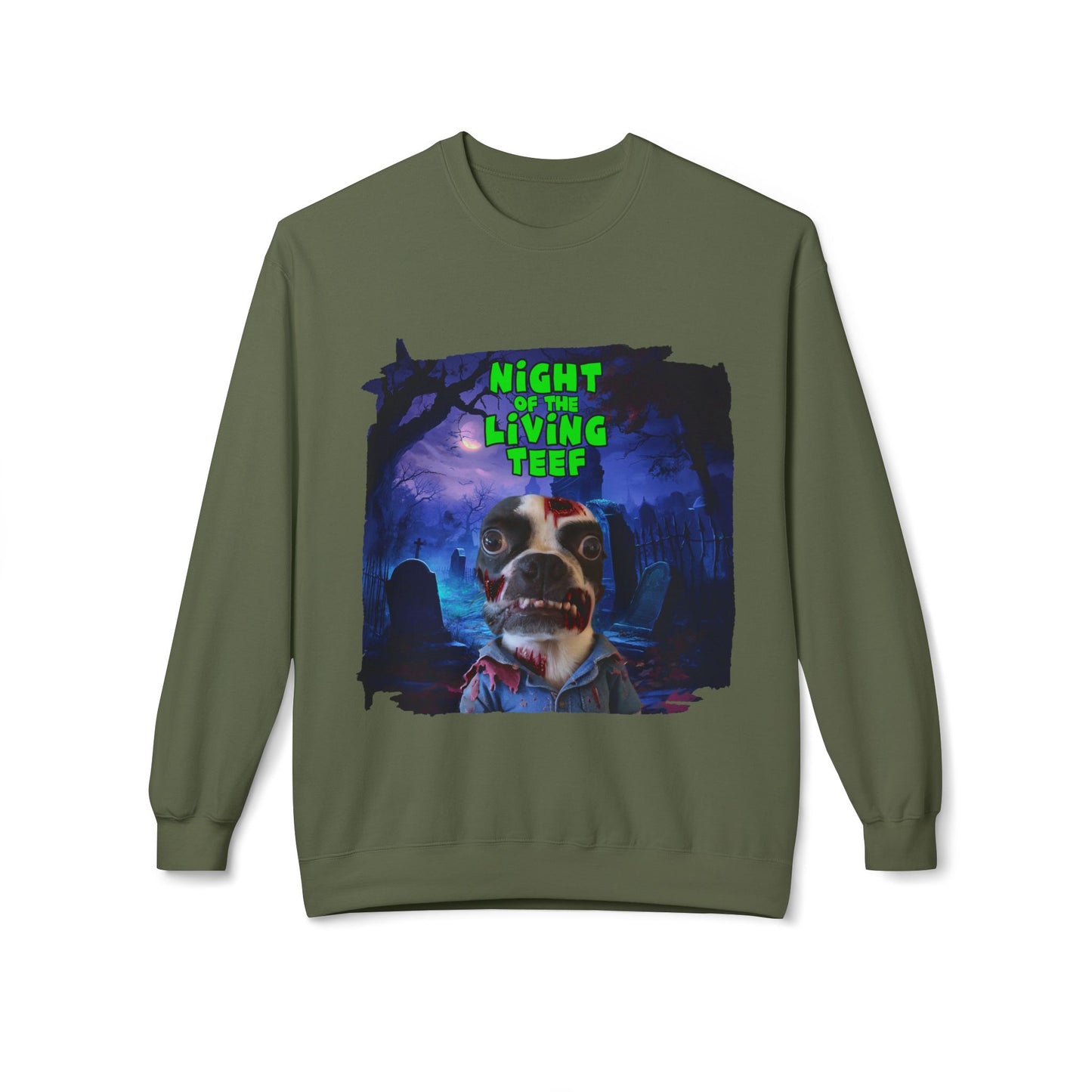 Night of the Living Teef Crewneck Sweatshirt: Zombie Comfort