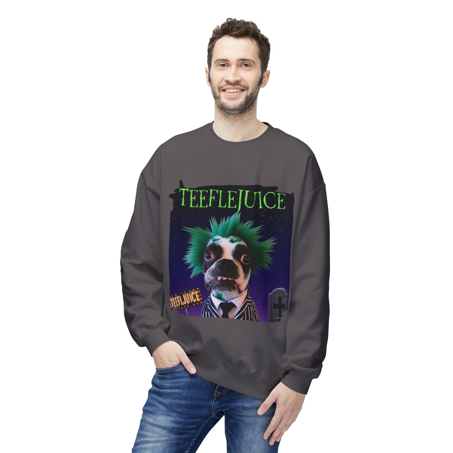 Teeflejuice Crewneck Sweatshirt: Spooky Spectacle Comfort