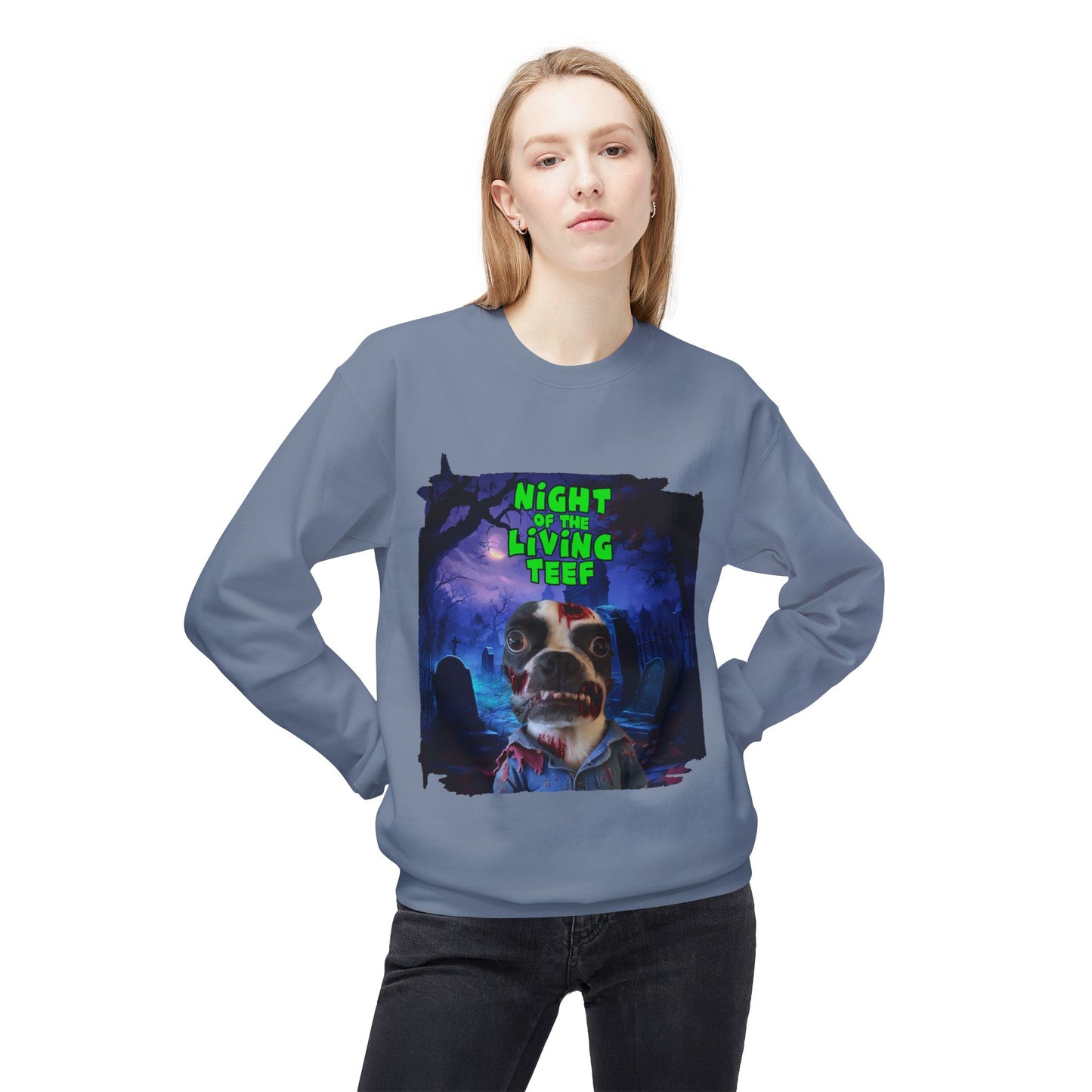Night of the Living Teef Crewneck Sweatshirt: Zombie Comfort