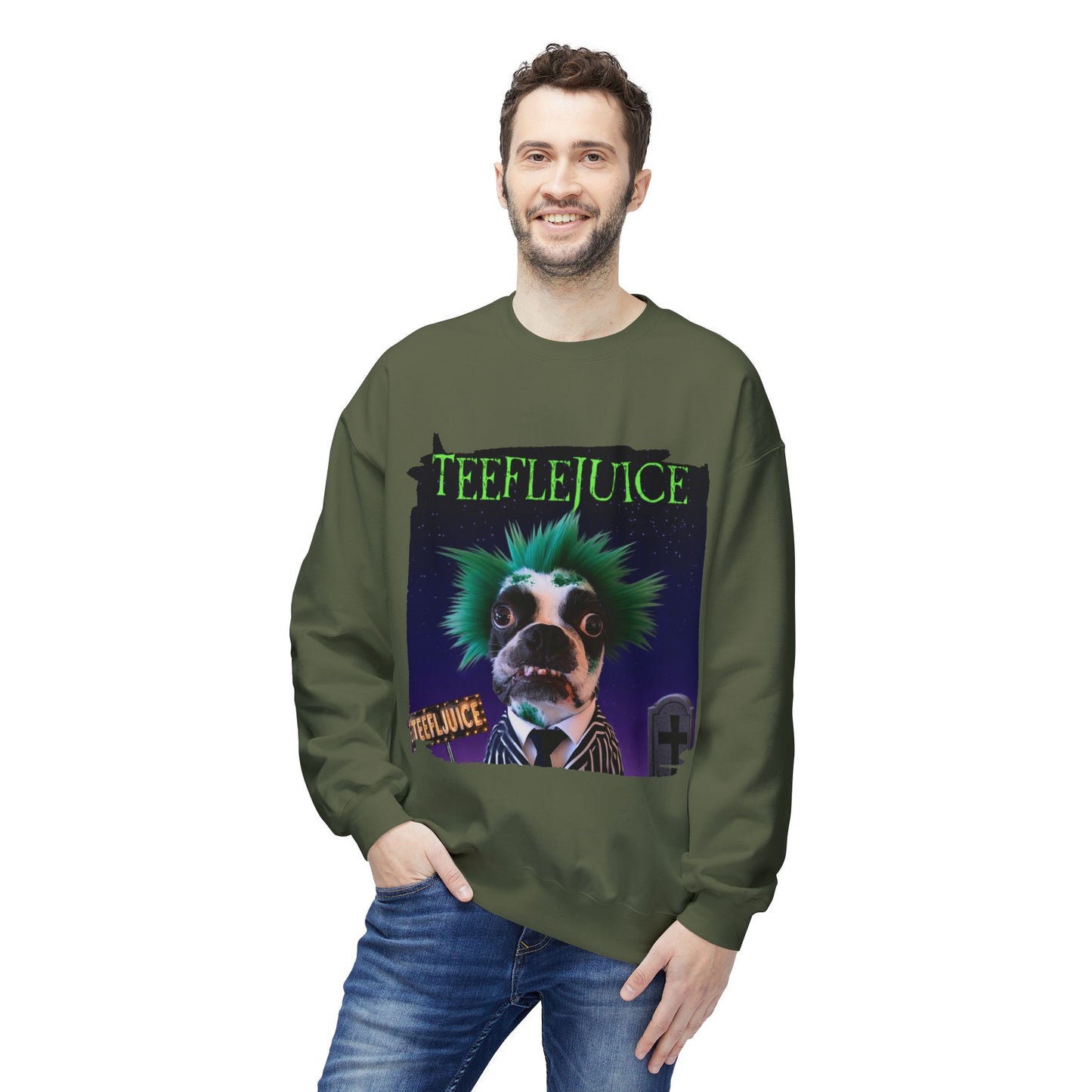 Teeflejuice Crewneck Sweatshirt: Spooky Spectacle Comfort