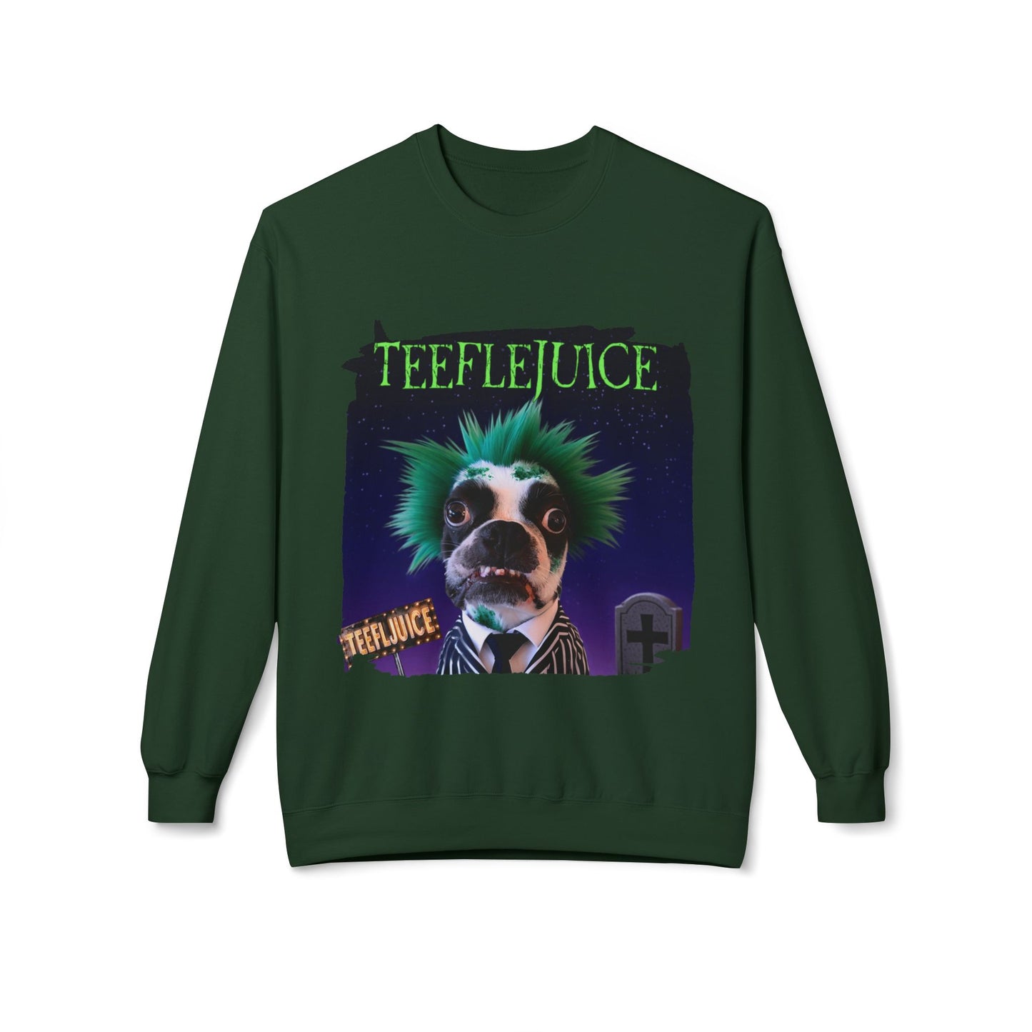 Teeflejuice Crewneck Sweatshirt: Spooky Spectacle Comfort