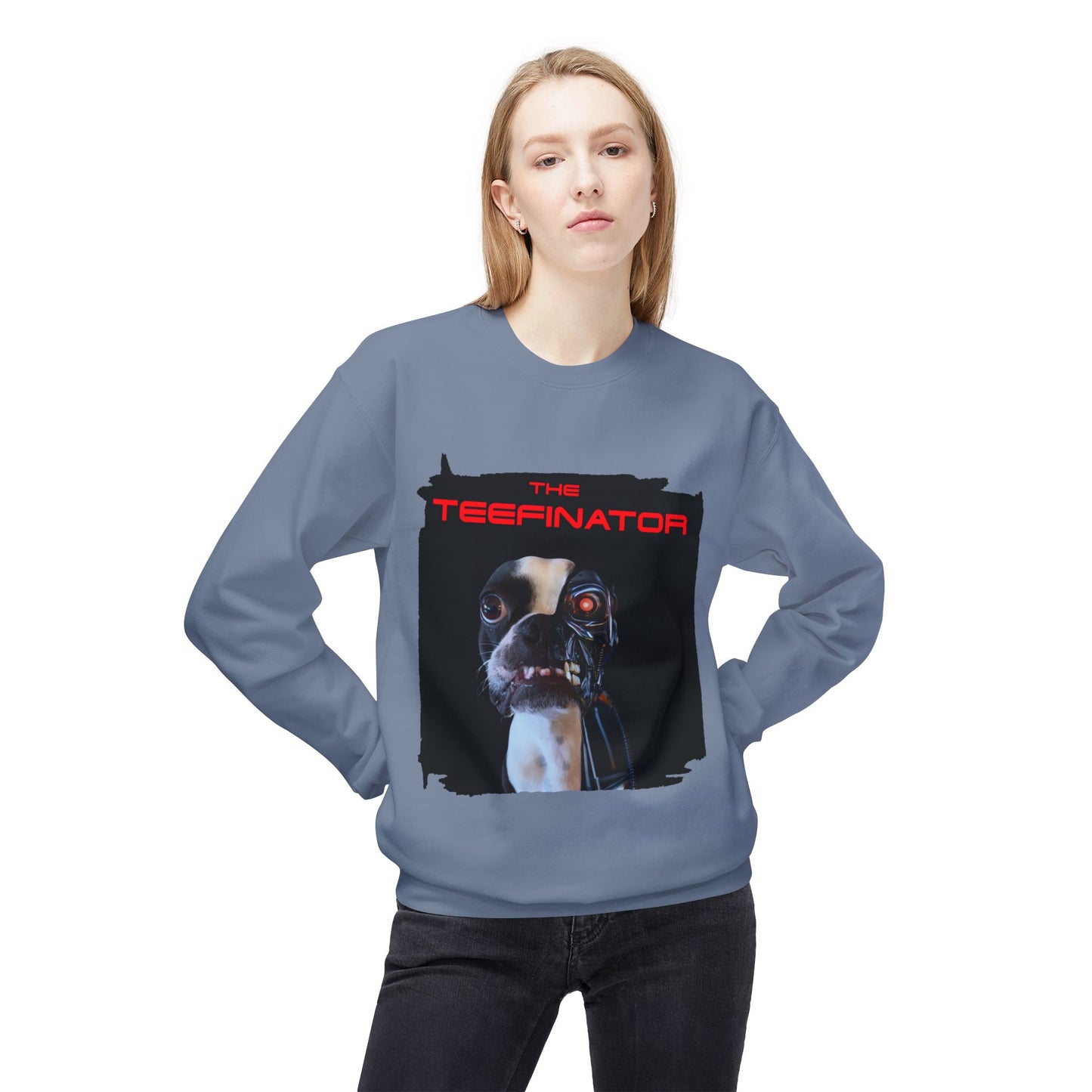 The Teefinator Crewneck Sweatshirt: Cybernetic Comfort