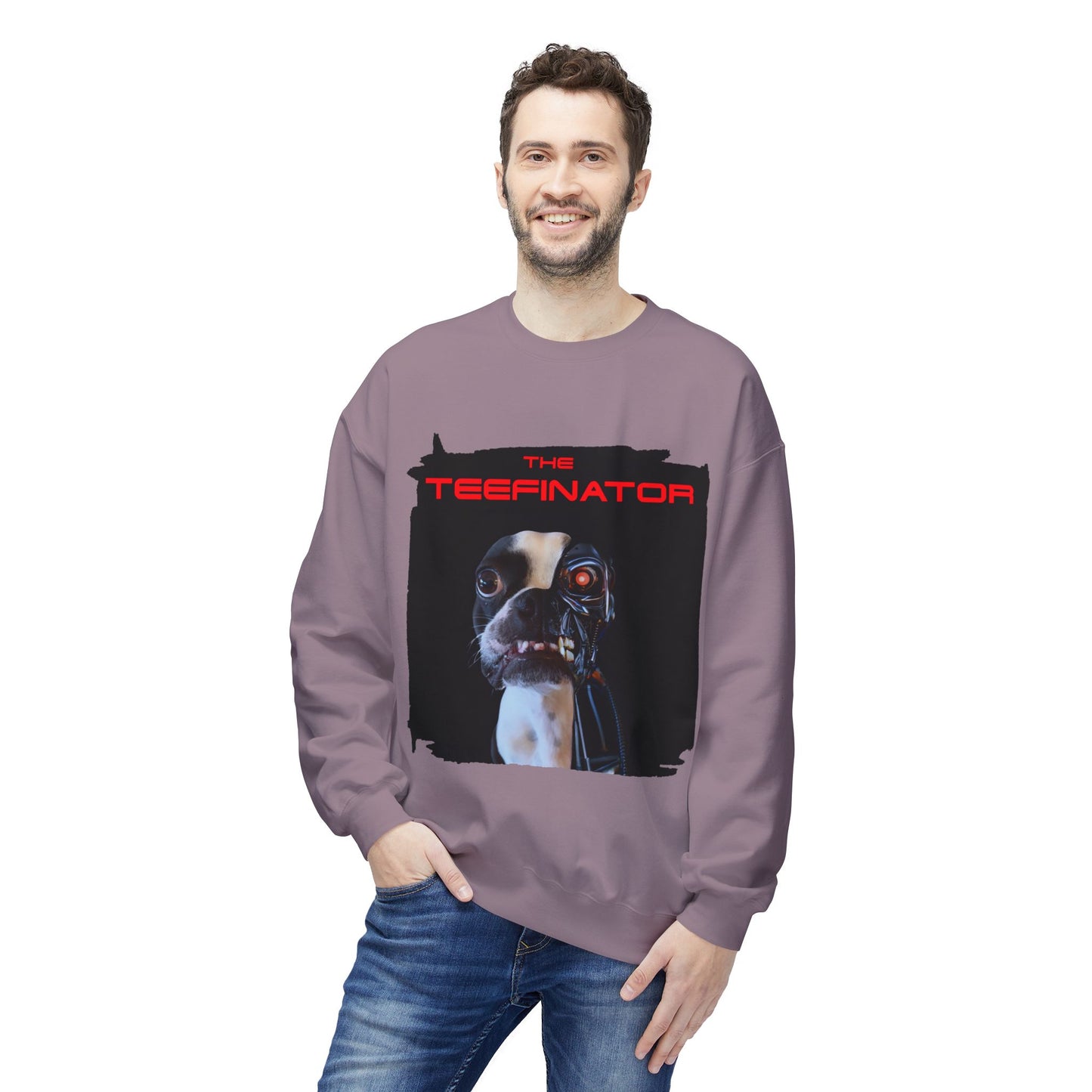 The Teefinator Crewneck Sweatshirt: Cybernetic Comfort