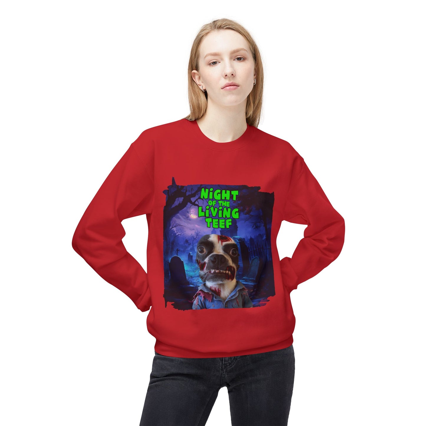 Night of the Living Teef Crewneck Sweatshirt: Zombie Comfort
