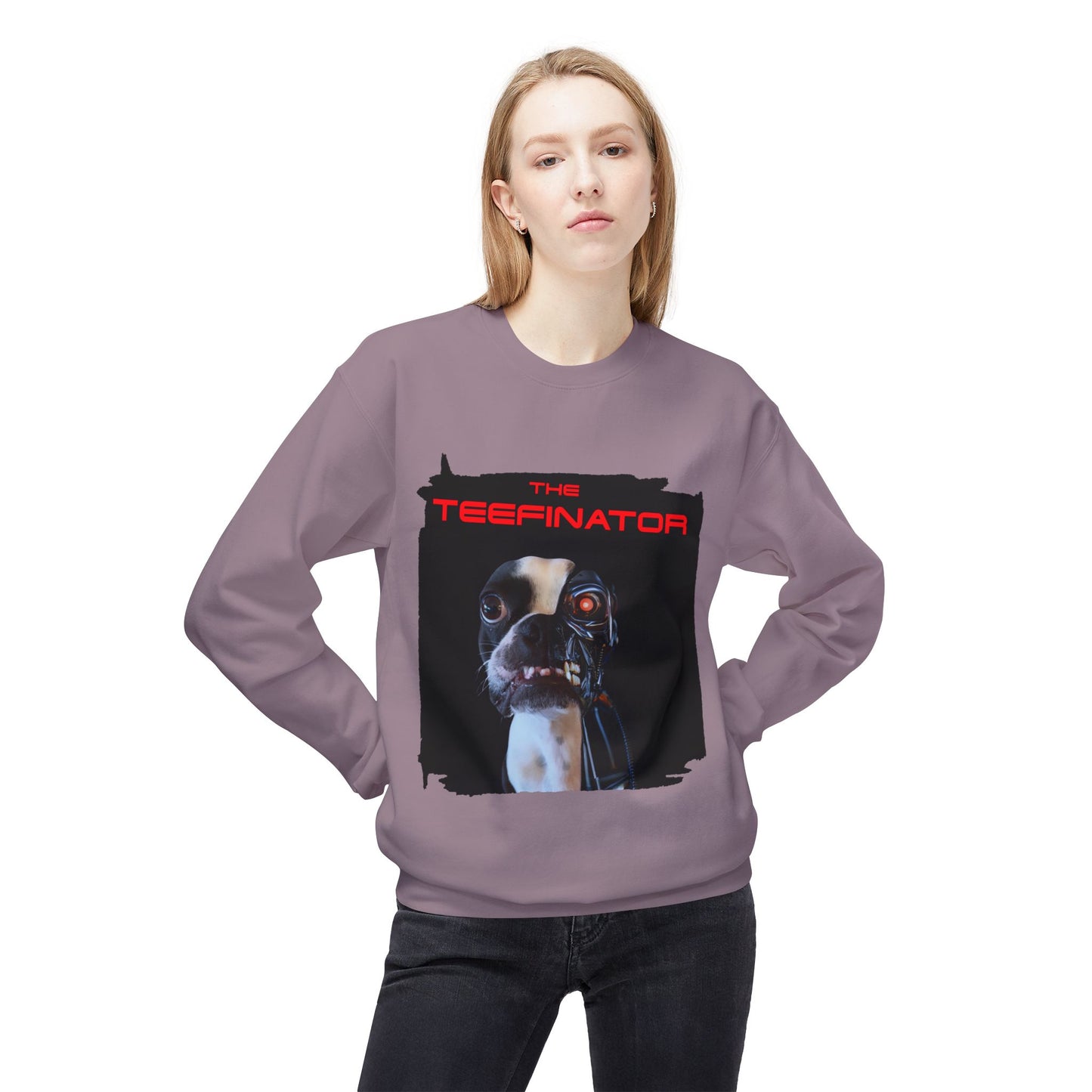 The Teefinator Crewneck Sweatshirt: Cybernetic Comfort
