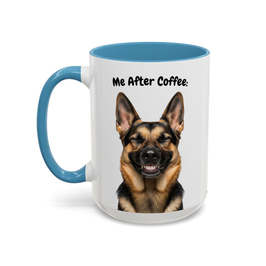 Funny German Shepherd Coffee Mug – Me Before Coffee / Me After Coffee – Cute Shepherd Teeth Design – Teefers Original